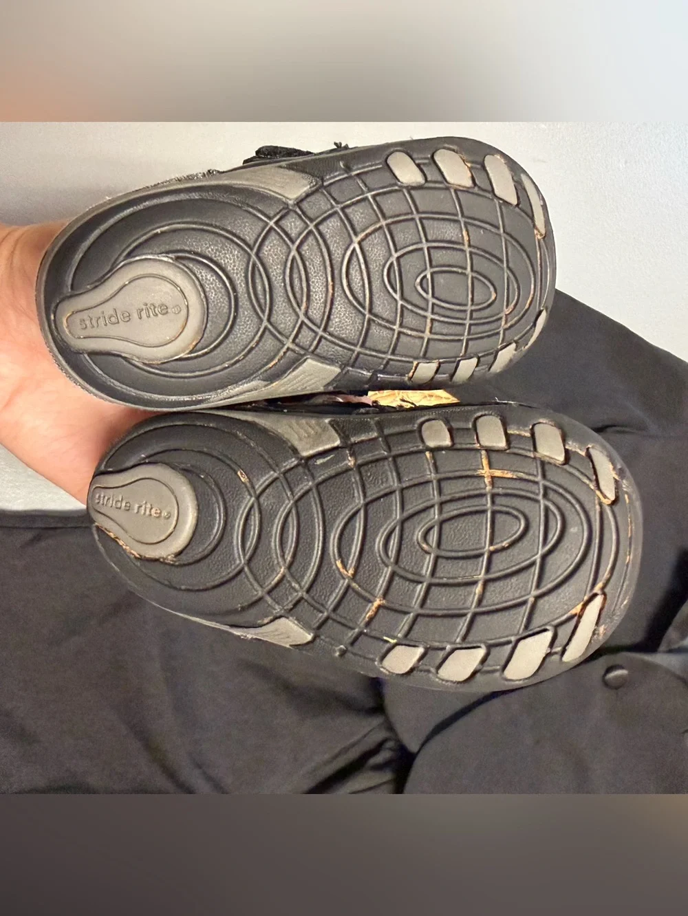 Stride Rite Little Kids Black Leather Hook-and-Loop Dress Shoes